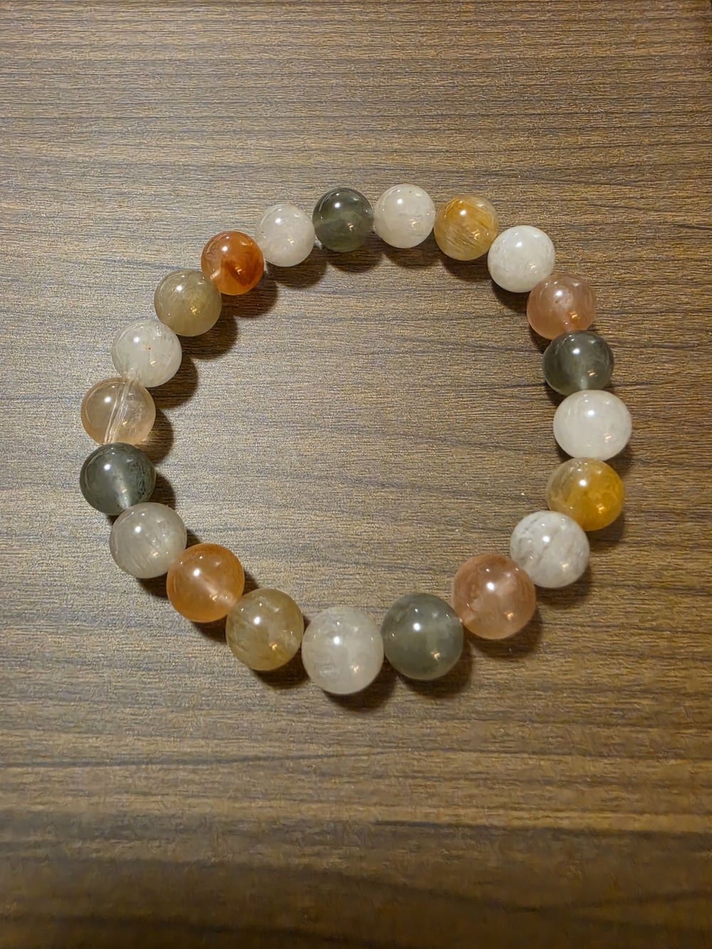 Peach Moonstone Natural Stone 8mm Beaded Stretch Bracelet